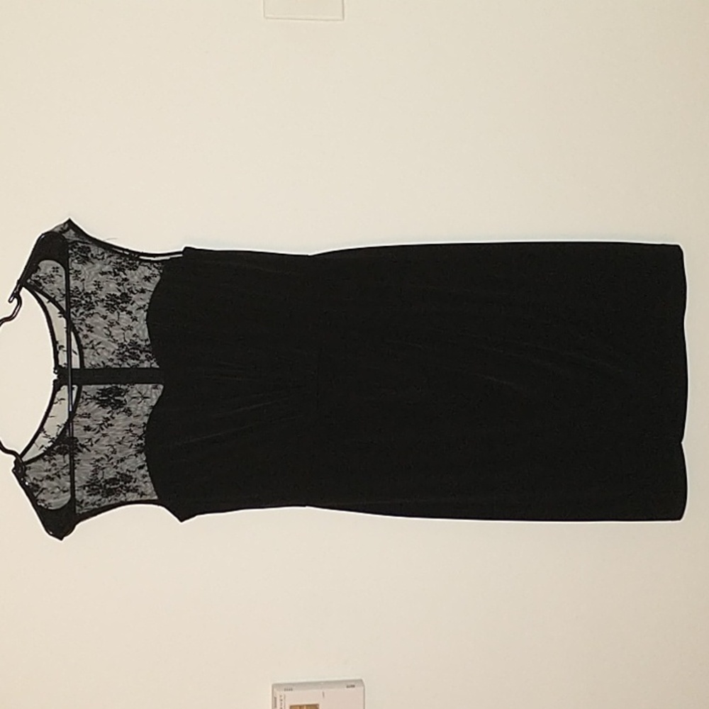 Black Mini Dress with Lace Top Detail